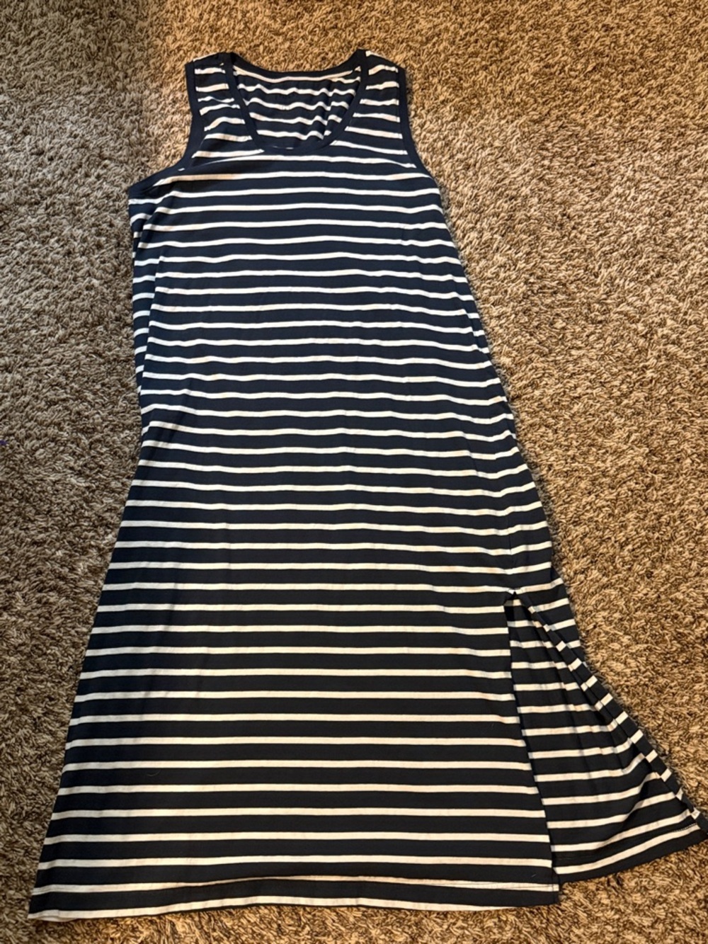 Pact Navy and White Striped Tank Maxi Dress